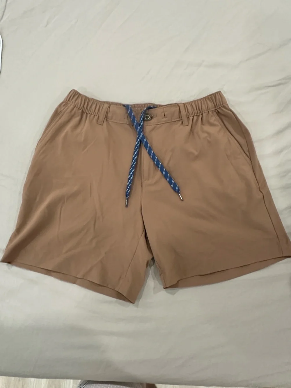 chubbies Everywhere Brown Hybrid Shorts with Navy Drawstring - Picture 2 of 9